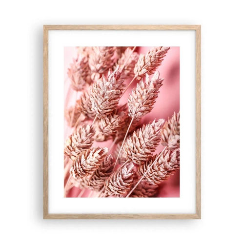 Pôster com moldura de carvalho claro - Cascata floral em rosa - 40x50 cm