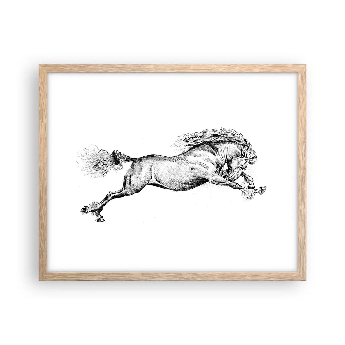 Pôster com moldura de carvalho claro - Parado a galope - 50x40 cm