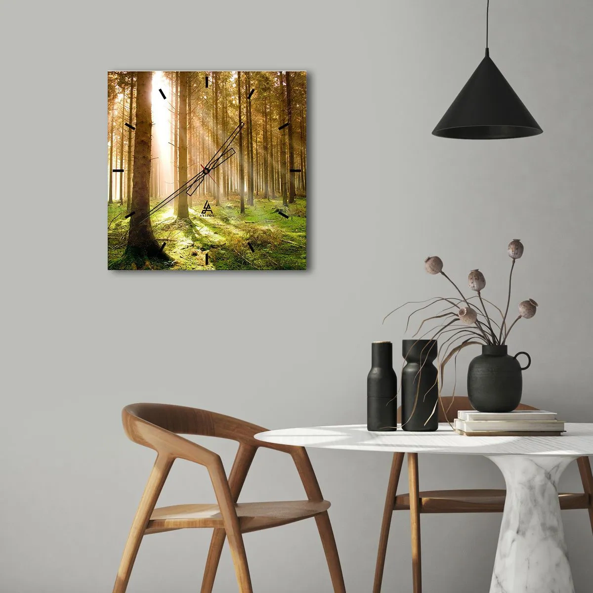 Relógio de parede - Relógio em vidro - Os elfos estão prestes a aparecer - 40x40 cm