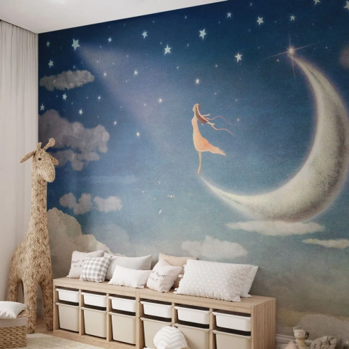 Papel de Parede Standard Eco - O encanto azul - Abstração, Para crianças, Lua - 300x210 cm