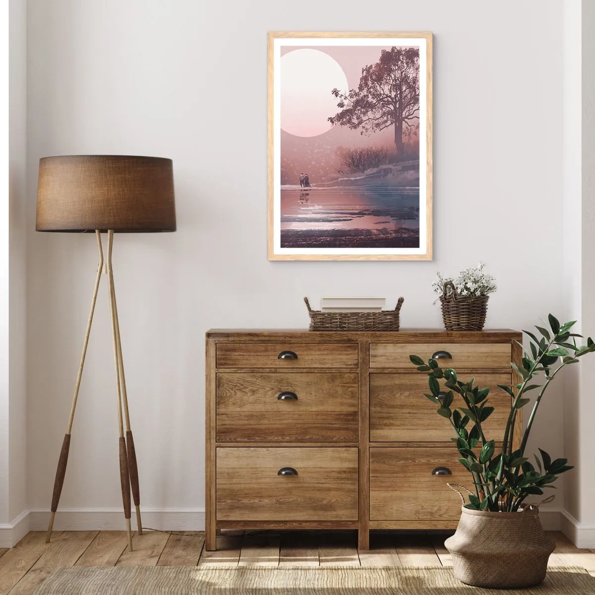 Pôster com moldura de carvalho claro - Maravilhas da noite - 40x50 cm