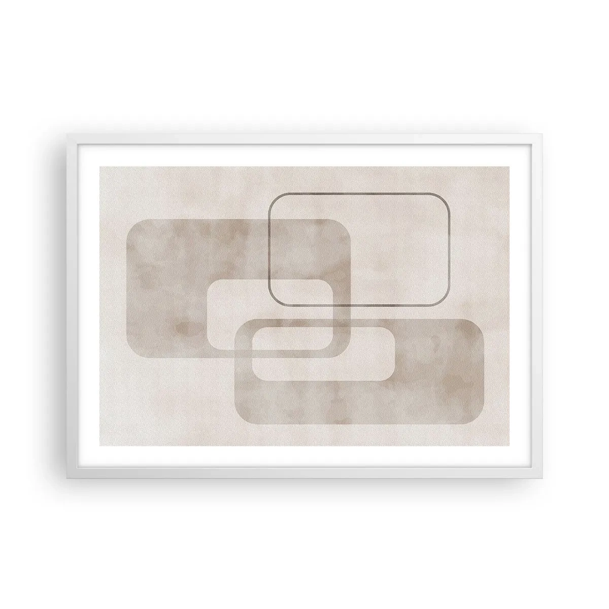 Pôster em moldura branca - Argamassa geométrica - 70x50 cm