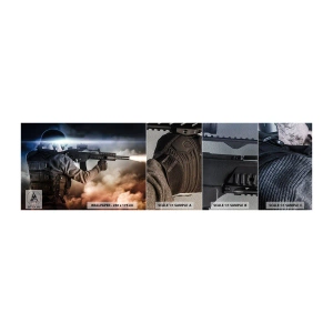 Amostra de papel de parede Premium Sand - Simplesmente um herói - Militares, Arma, Soldado - 100x30 cm