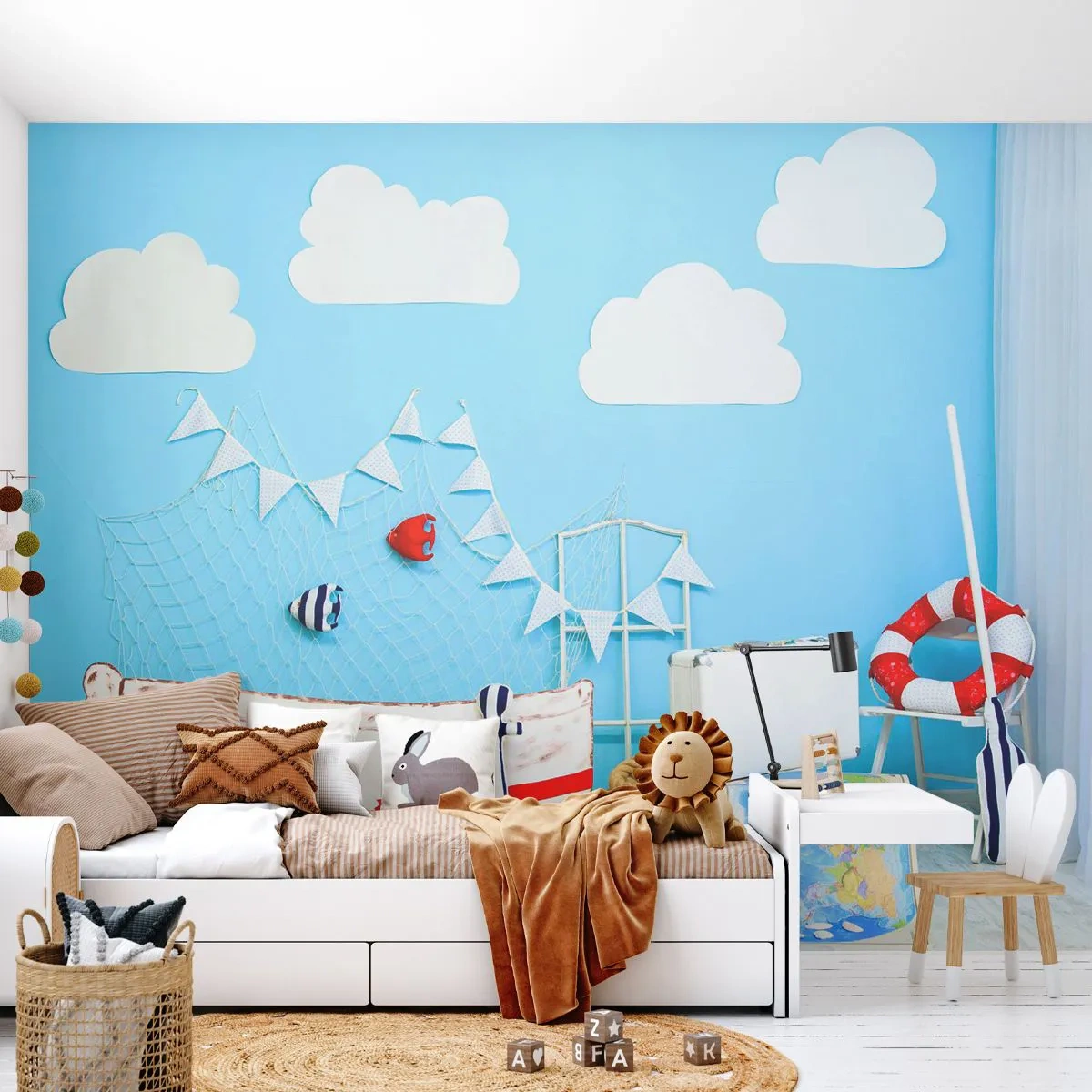 Papel de Parede Premium Canvas - Saudade infantil da aventura - Para crianças, Náutico, Barco de pesca - 350x256 cm
