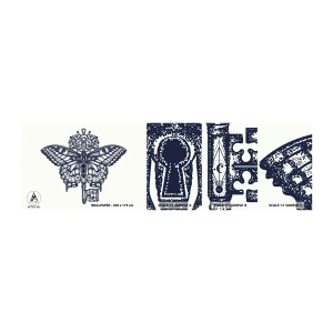 Amostra de Papel de Parede Standard Eco - Todos os mistérios do coração - Abstração, Borboleta, Chave - 100x30 cm