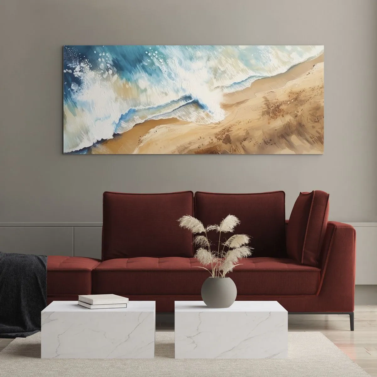Quadro em vidro - A onda que retorna - 140x50 cm