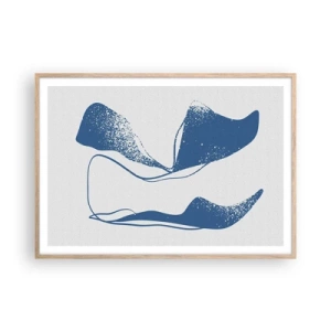 Pôster com moldura de carvalho claro - Abstração alada - 100x70 cm