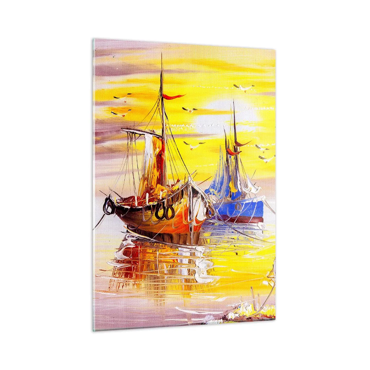 Quadro em vidro - Um merecido descanso no porto - 50x70 cm