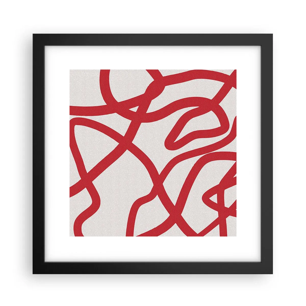 Pôster com moldura preta - Vermelho em branco - 30x30 cm
