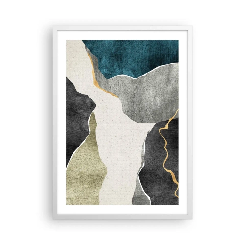 Pôster em moldura branca - Composição de mosaico com fio de ouro - 50x70 cm