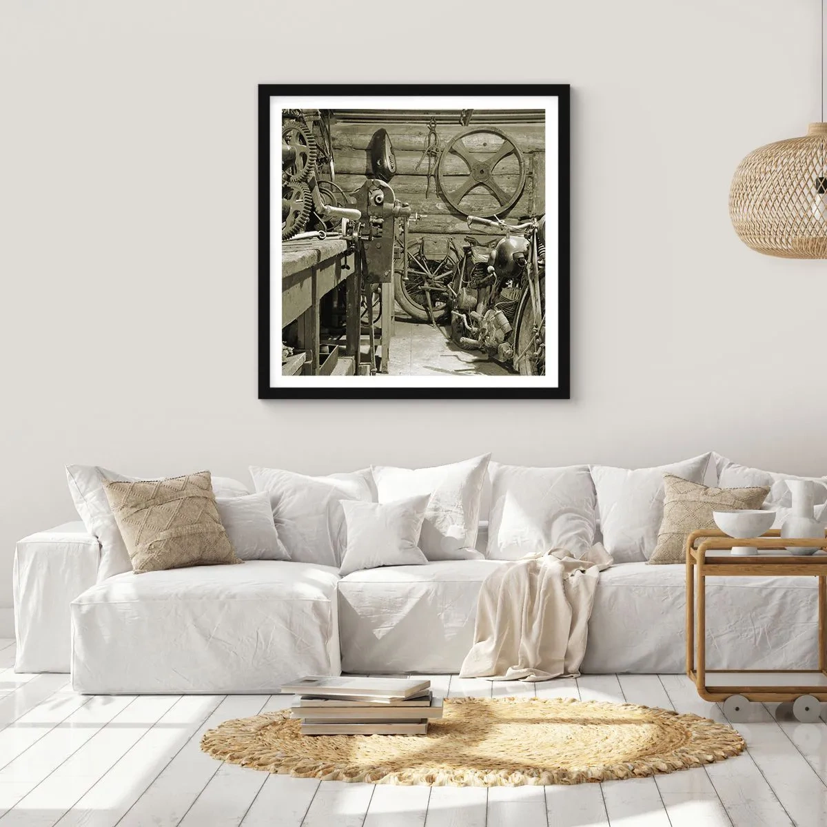 Pôster com moldura preta - No depósito do tio Jorge - 40x40 cm