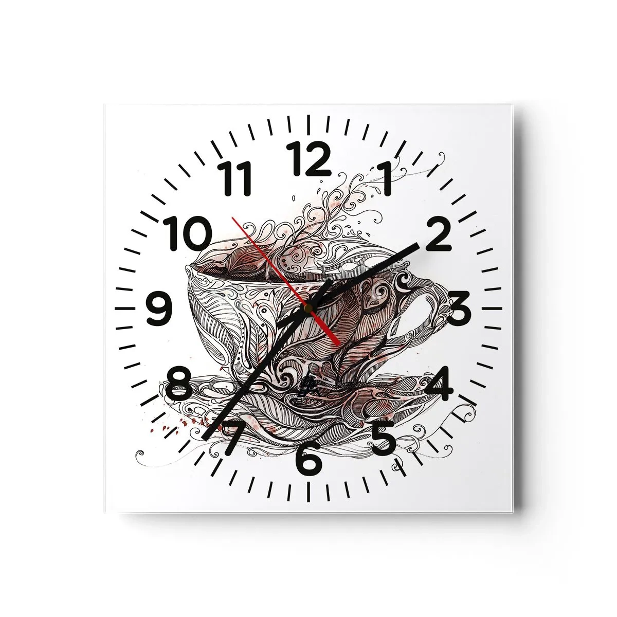 Relógio de parede - Relógio em vidro - Um chá é bom para tudo - 40x40 cm