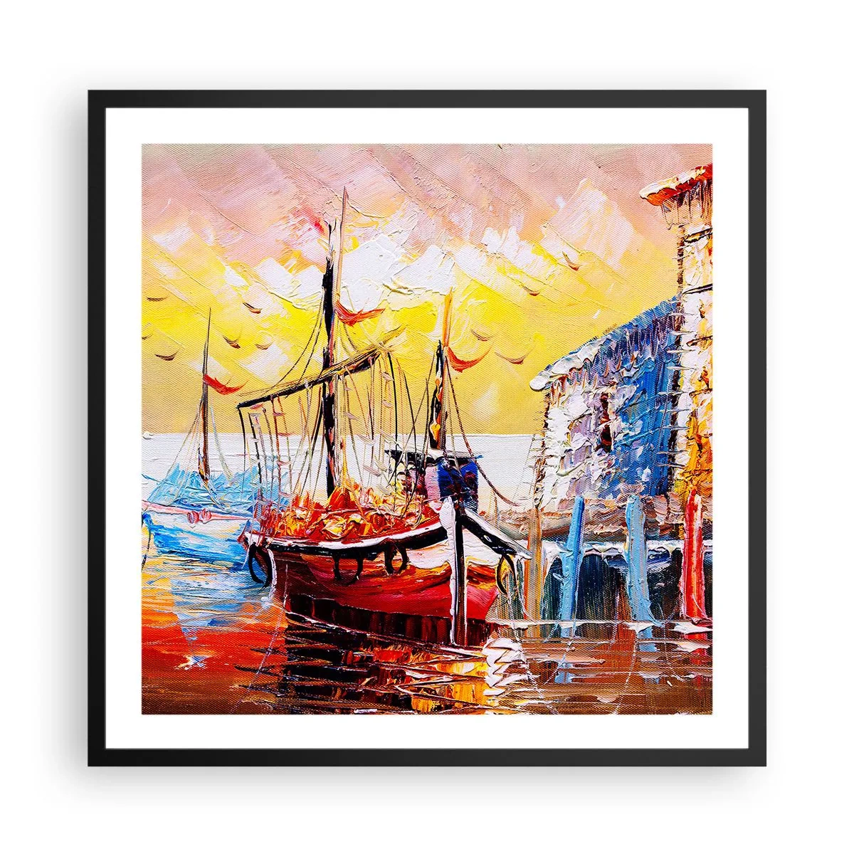 Pôster com moldura preta - Feliz retorno - 60x60 cm