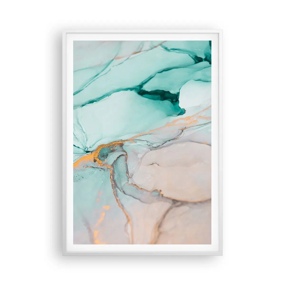 Pôster em moldura branca - Dança das formas e cores - 70x100 cm