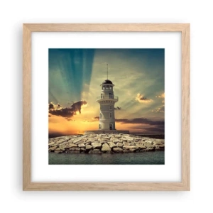 Pôster com moldura de carvalho claro - Luz - Bondade - Beleza - 30x30 cm