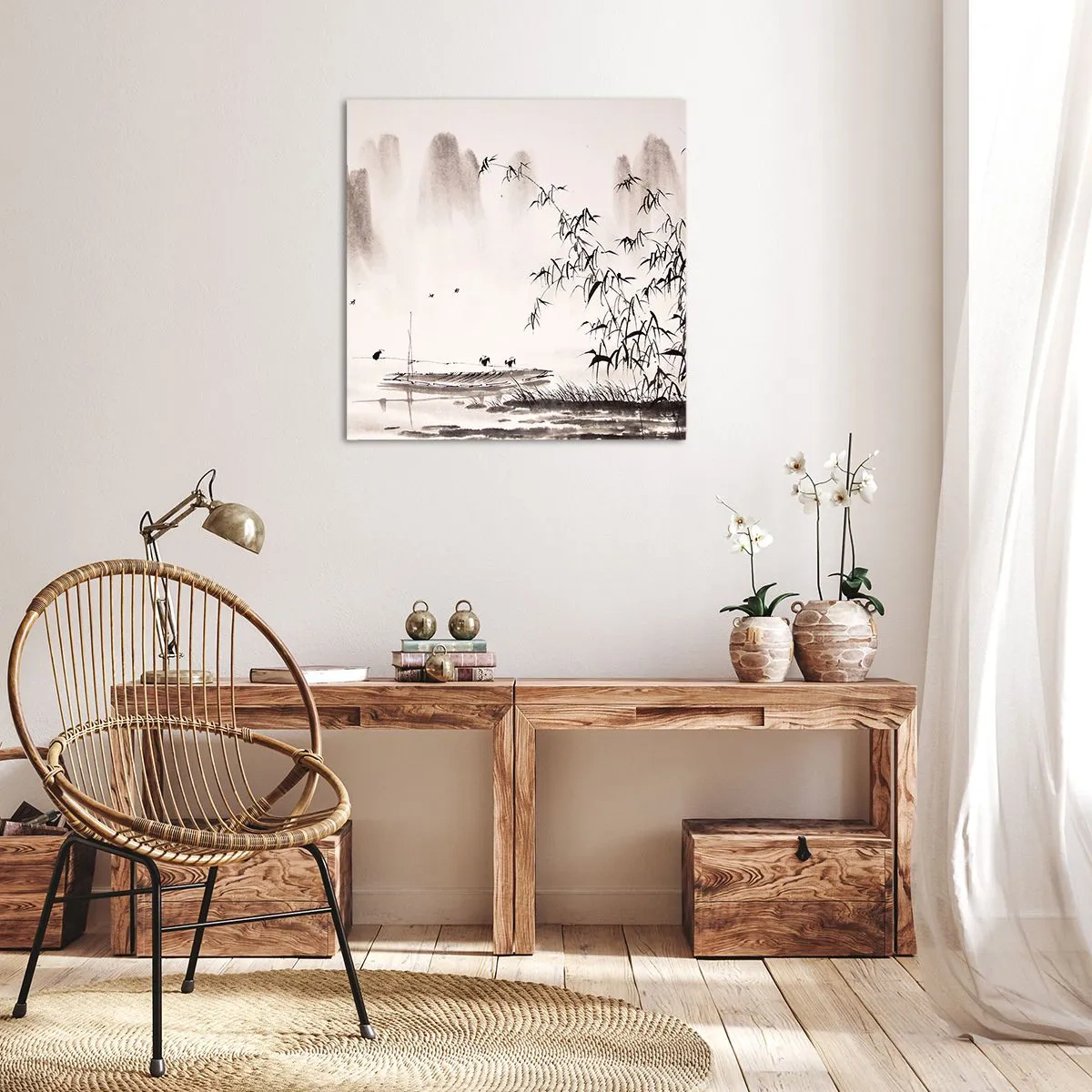 Quadro em tela - O silêncio dos campos de arroz - 50x50 cm