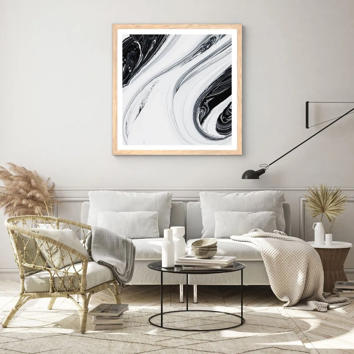 Pôster com moldura de carvalho claro - Uma combinação de opostos - 30x30 cm