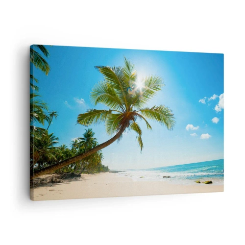Quadro em tela - Uma praia com palmeiras em uma paisagem tropical - 70x50cm - Não mostre a ninguém - Decoração de parede moderna para a sala de estar e quarto ARTTOR
