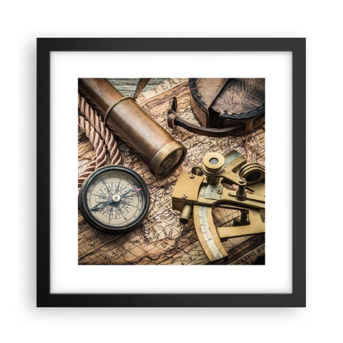 Pôster com moldura preta - Definir um rumo - 30x30 cm