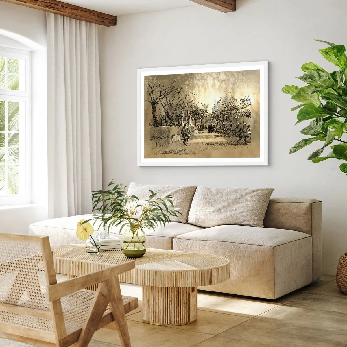 Pôster em moldura branca - Um momento capturado por uma pena - 70x50 cm