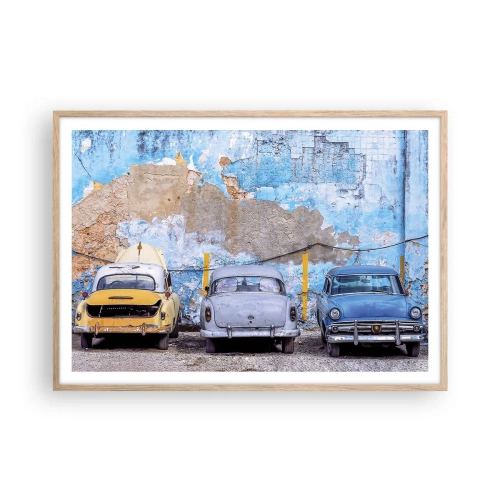 Pôster com moldura de carvalho claro - Encontro de Veteranos - 100x70 cm