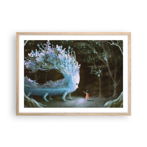 Pôster com moldura de carvalho claro - Encontro fantástico - 70x50 cm