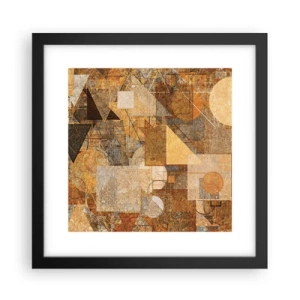Pôster com moldura preta - Estudo Cubista em Bronze - 30x30 cm