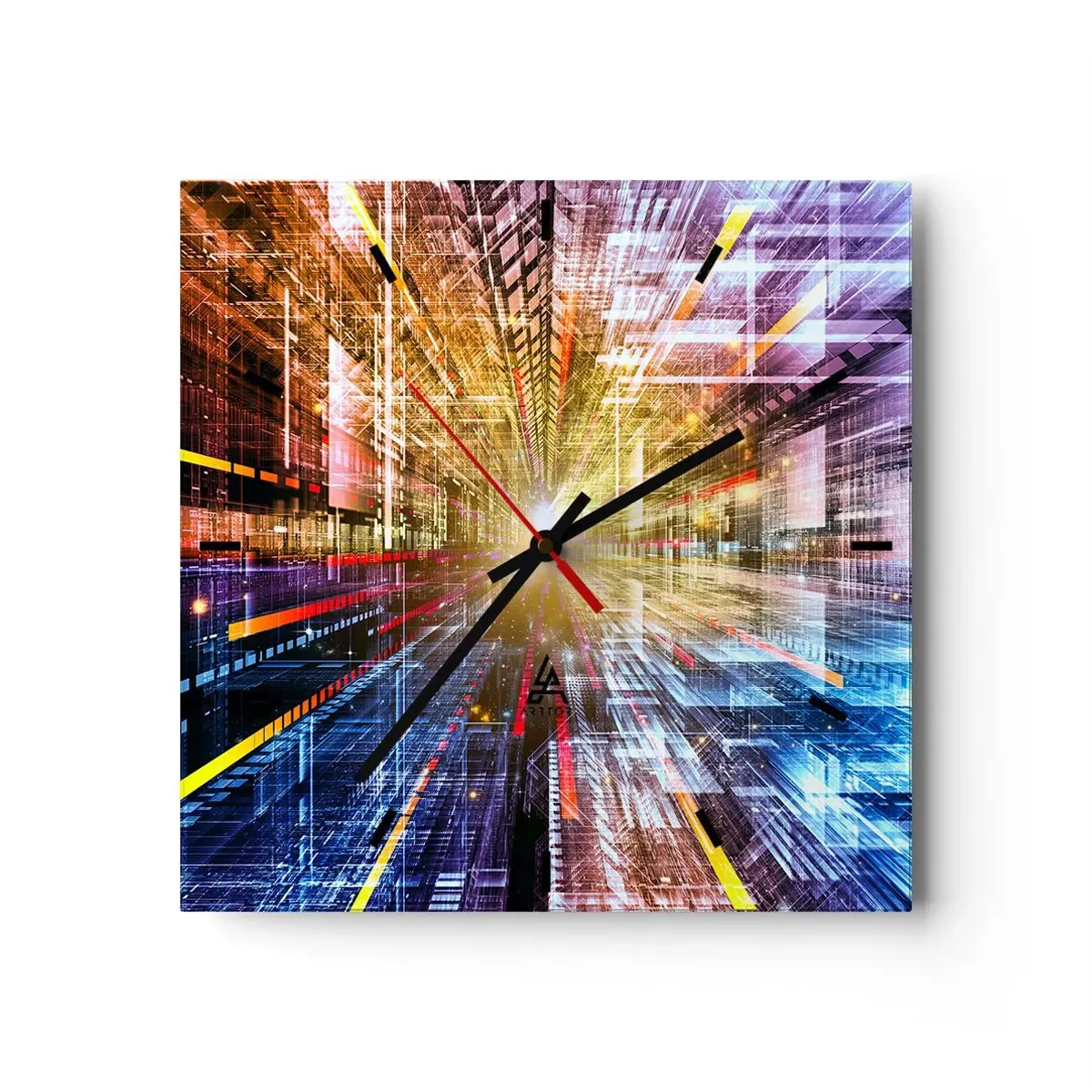 Relógio de parede - Relógio em vidro - Corredor de luz - 30x30 cm