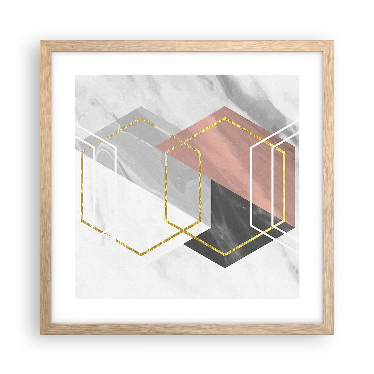 Pôster com moldura de carvalho claro - Composição em cadeia - 40x40 cm