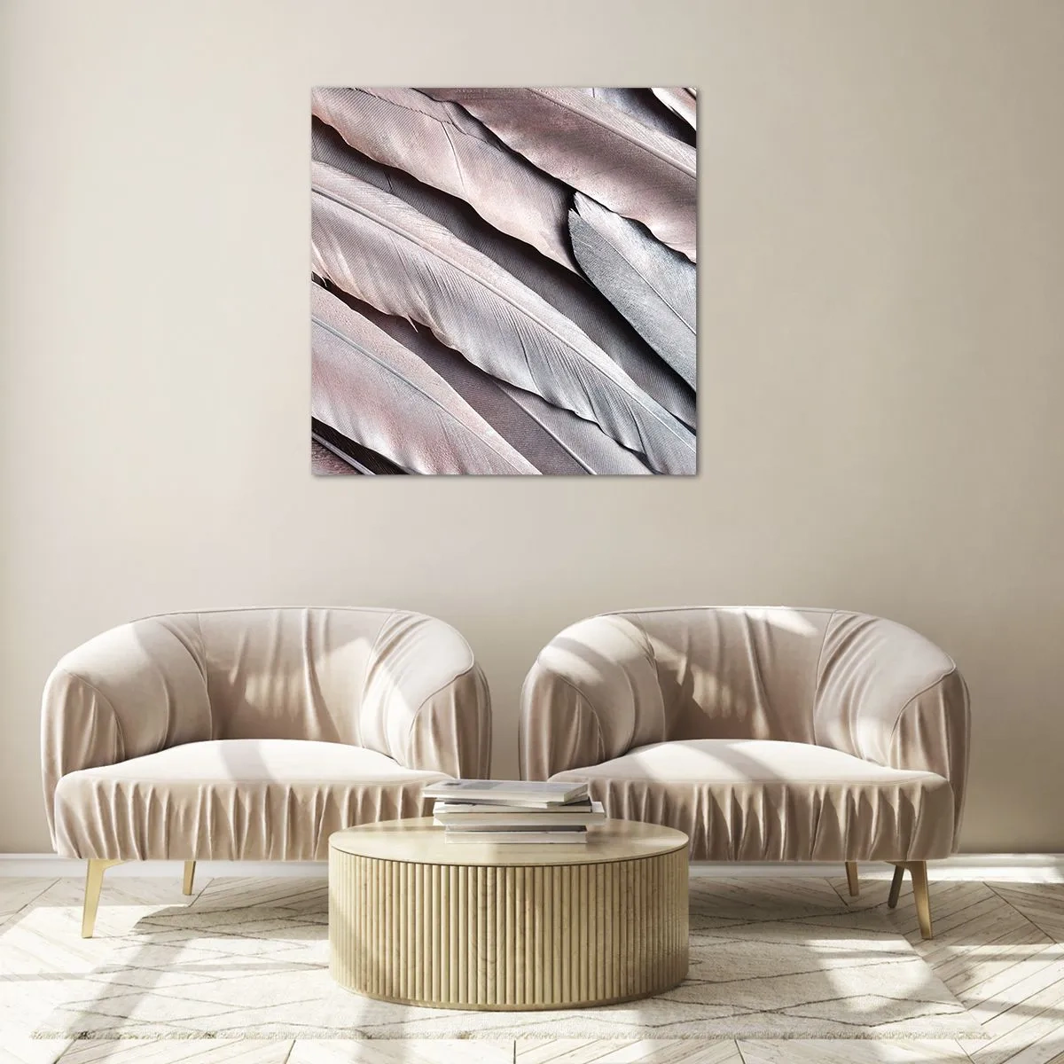 Quadro em vidro - Em prateado rosa - 40x40 cm