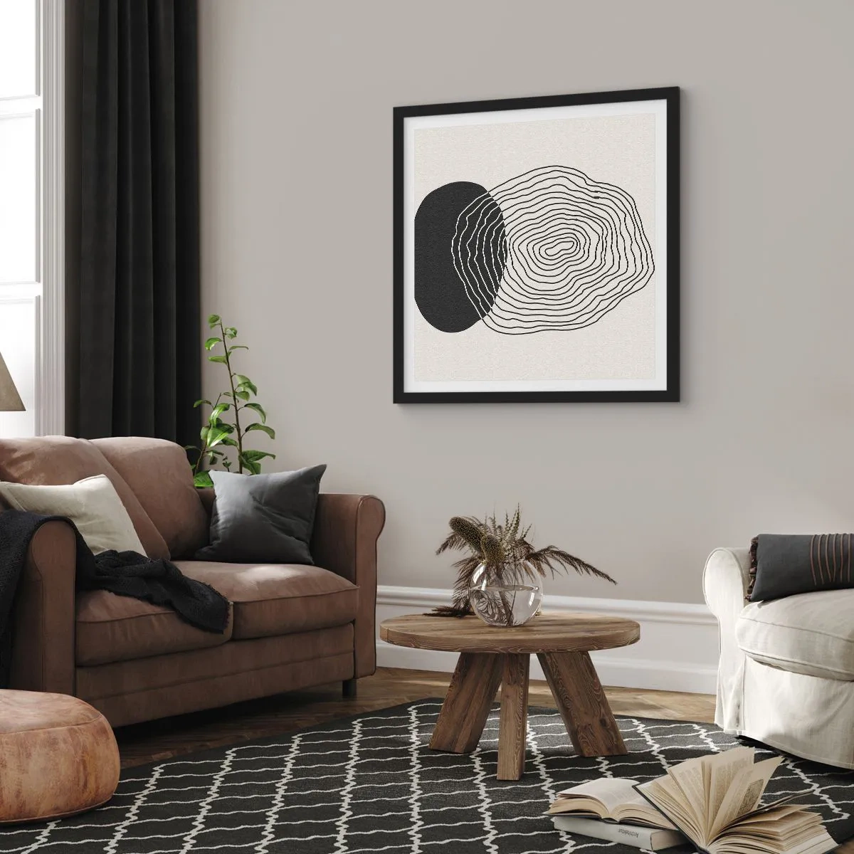 Pôster com moldura preta - Duração e vibração - 40x40 cm