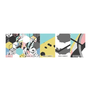 Amostra de Papel de Parede Standard Eco - Hexágonos e cubos em seis cores - Abstração, Pedaço, Padrão Moderno - 100x30 cm