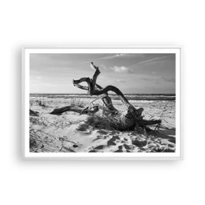 Pôster em moldura branca - Escultura do mar - 100x70 cm