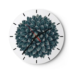 Relógio de parede - Relógio em vidro - Roseta suculenta simétrica em tons de verde - 30x30cm - Estrela do Deserto - Decoração de parede moderna para a sala de estar, cozinha e quarto ARTTOR