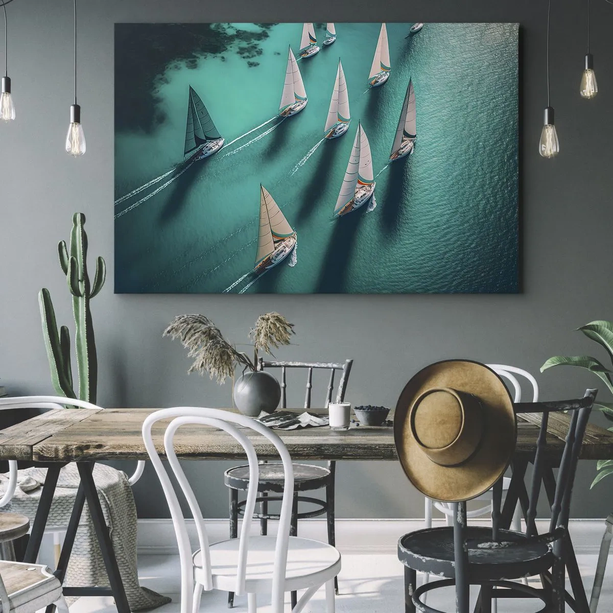 Quadro em tela - Numa competição com o vento - 70x50 cm