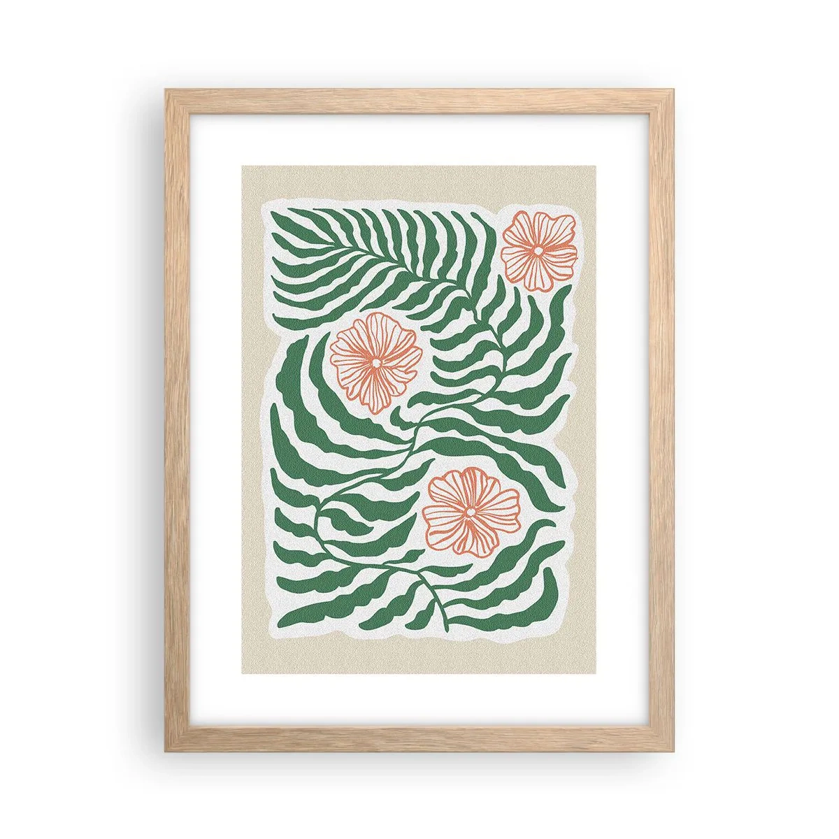 Pôster com moldura de carvalho claro - Florescendo em verde - 30x40 cm