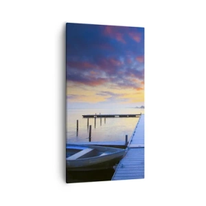 Quadro em tela - Paz violeta-dourada - 55x100 cm