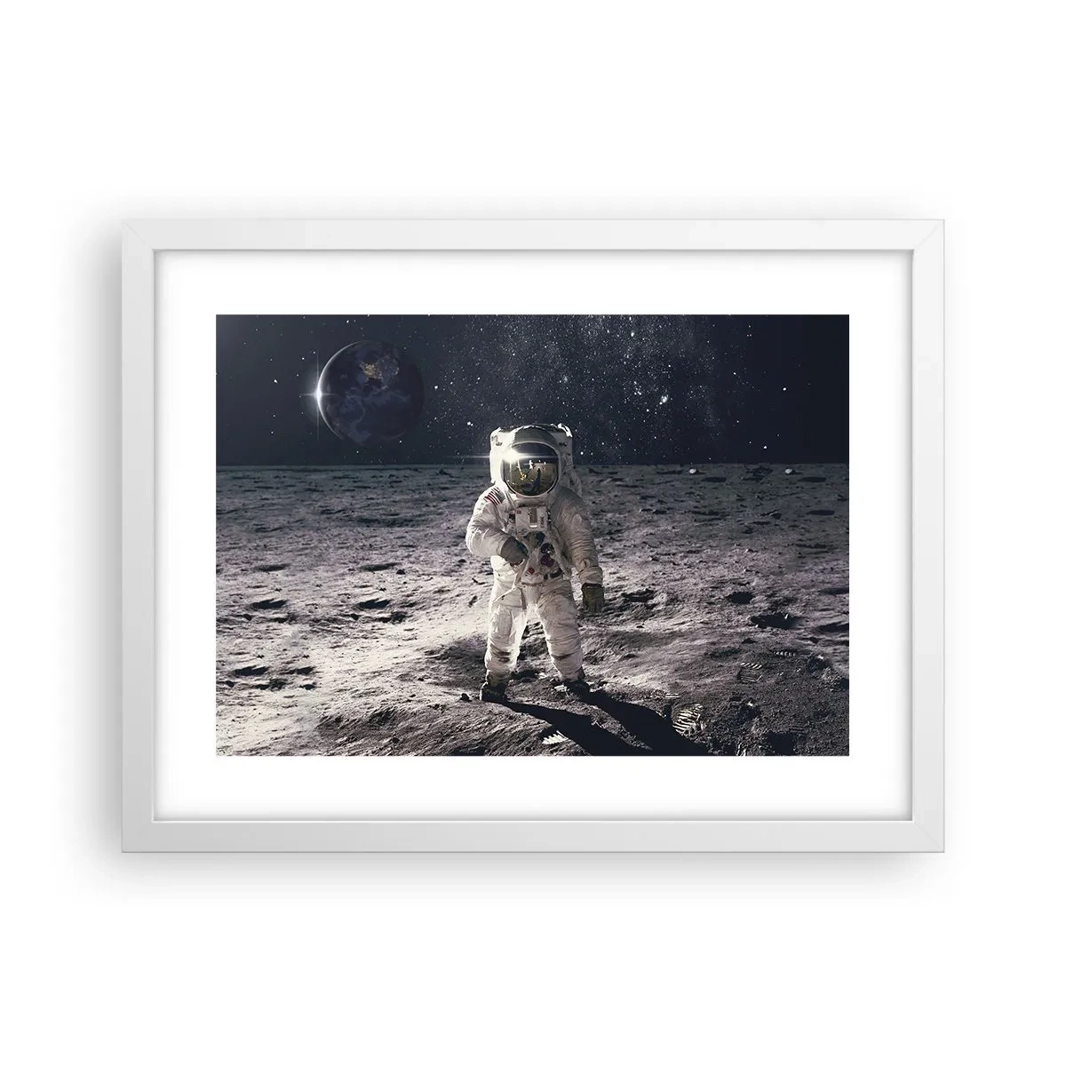 Pôster em moldura branca - Saudações da Lua - 40x30 cm