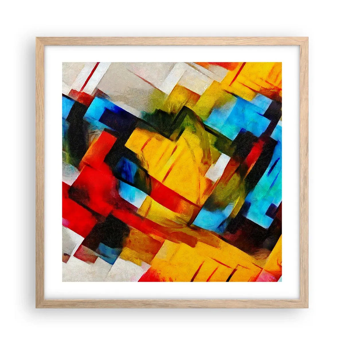 Pôster com moldura de carvalho claro - Camadas multicoloridas - 50x50 cm