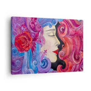 Quadro em tela - Perfil colorido de uma mulher em estilo artístico - 70x50cm - Secessão ainda viva - Decoração de parede moderna para a sala de estar e quarto ARTTOR
