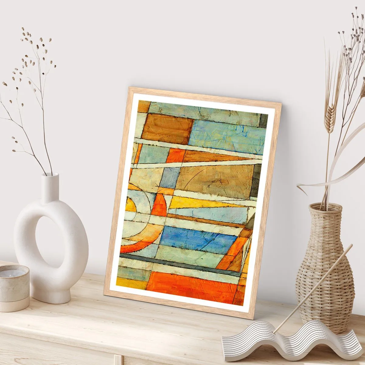 Pôster com moldura de carvalho claro - Cubismo em construção - 40x50 cm