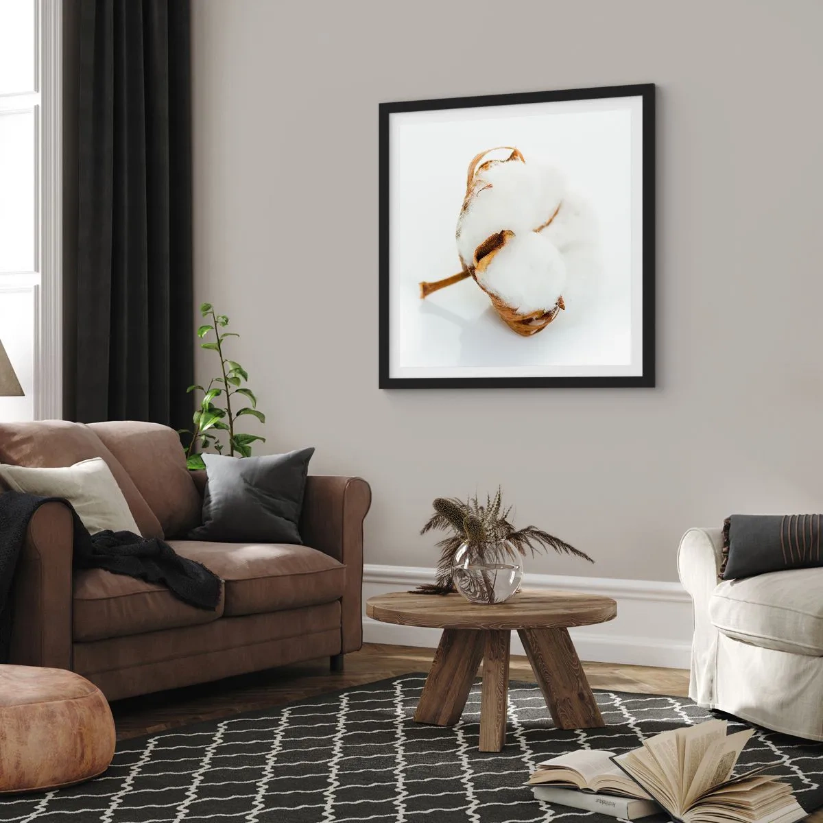 Pôster com moldura preta - Suave por natureza - 60x60 cm