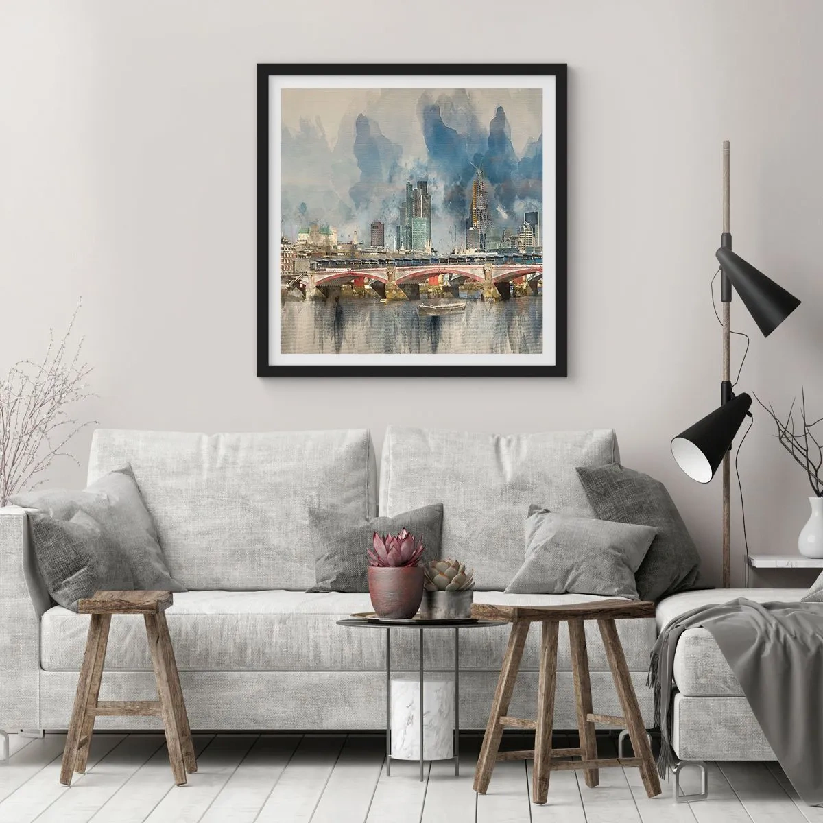 Pôster com moldura preta - Londres em toda a sua glória - 30x30 cm