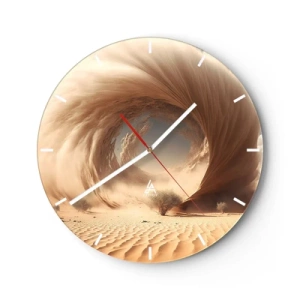 Relógio de parede - Relógio em vidro - Uma paisagem desértica com uma estrutura em forma de portal em espiral - 30x30cm - Portal aberto - Decoração de parede moderna para a sala de estar, cozinha e quarto ARTTOR