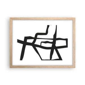 Pôster com moldura de carvalho claro - Projeto preto e branco - 40x30 cm