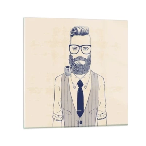 Quadro em vidro - Alegre, masculino e elegante - 40x40 cm