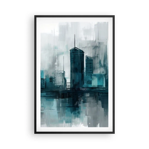 Pôster com moldura preta - Uma cidade da cor da chuva - 61x91 cm