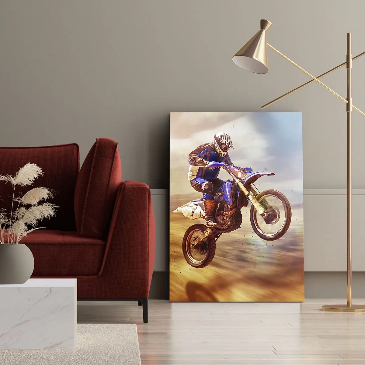 Quadro em tela - Vertigem da motocicleta - 70x100 cm