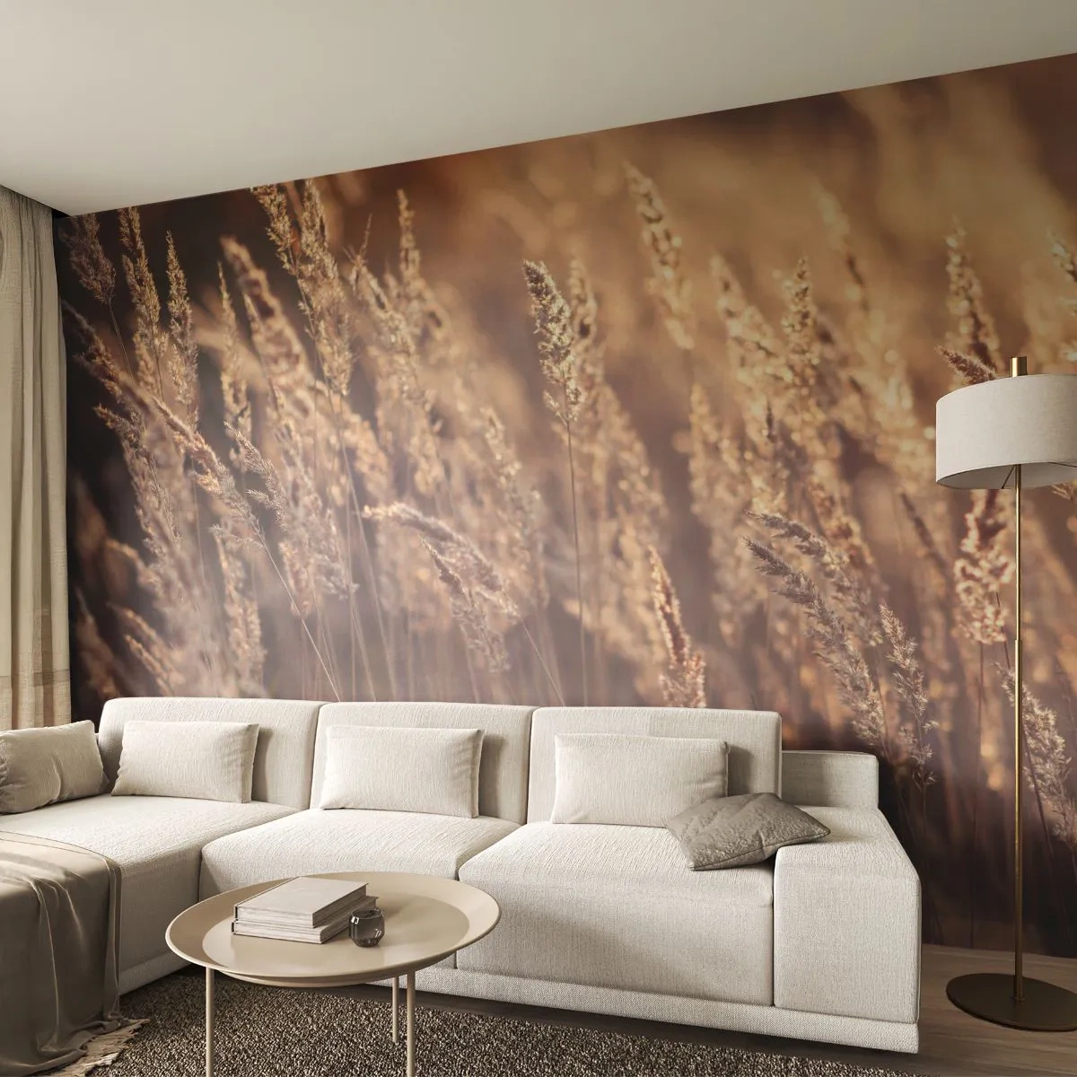 Papel de Parede Premium Sand - Pronto para receber o outono - Paisagem, Espigas de grão, Prado - 150x105 cm