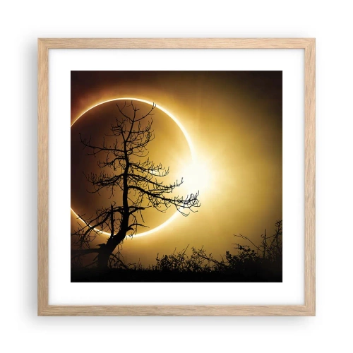 Pôster com moldura de carvalho claro - Eclipse total - 40x40 cm
